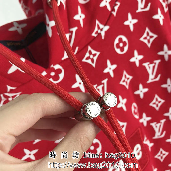LV路易威登 X SuP全球限量聯名款 滿印lv繡標 原版純棉抓絨連帽衛衣 情侶款 ydi1415